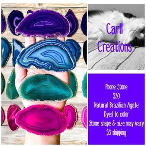 PURPLE Natural Agate Stone Phone Grip